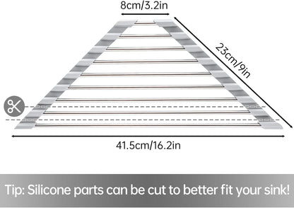 Tomorotec Triangle Roll-Up Dish Drying Rack for Sink Corner Small Foldable Stainless Steel Over The Sink Multipurpose Kitchen Drainer Caddy Organizer Storage Space Saver Shelf Holder (Gray)