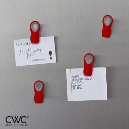 COOK WITH COLOR Bag Clips - Heavy Duty Chip Clip and Refrigerator Magnet Clips for Food Storage with Air Tight Seal Grip, Red, Pack of 8