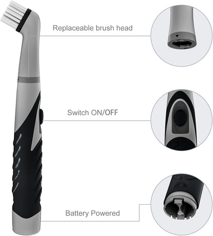 Electric Cleaning Brush with 4 in 1 Multiple Brush Heads, Indoor Household Cordless Motorized Brush for Bathroom Toilet Kitchen Tile Crevice(Black)
