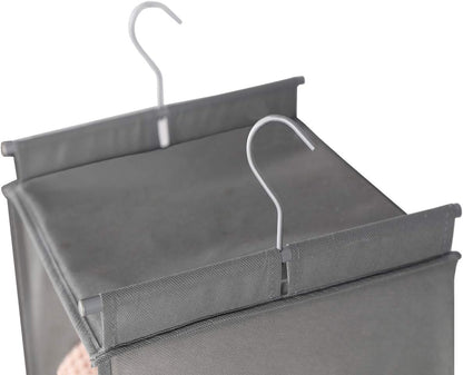 MAX Houser 5 Shelf Hanging Closet Organizer,Space Saver, Closet Hanging Shelves with (4) Side Pockets,Foldable,Light Grey