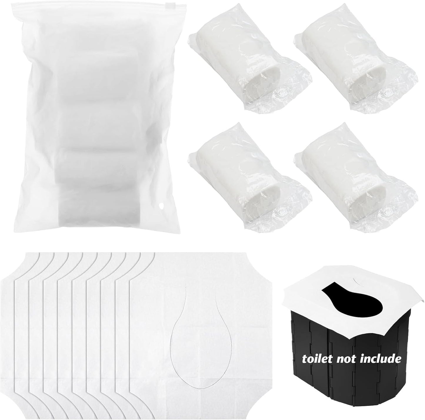 10 Pack Toilet Seat Covers Disposable with 4 Pack Portable Toilet Paper, Large Waterproof Potty Covers, Individually Wrapped Travel Accessories for Public Restrooms, Airplane, Camping