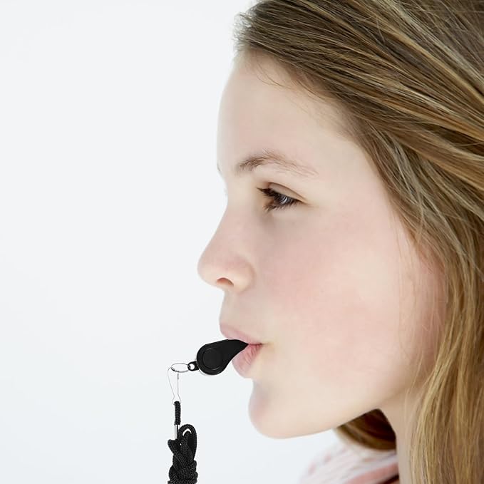 2pcs Black Sports Whistles with Lanyard Loud Crisp Sound Emergency Survival Whistle for Coaches Referees Officials Portable Lightweight Safety Signal