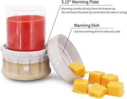 Ceramic Wax Melt Warmer - 3 in 1 Smokeless and Flameless Electric Wax Warmer,Easy to Handle Candle Warmer for Essential Oil and Wax Cubes is Suitable for Home and Office Décor…