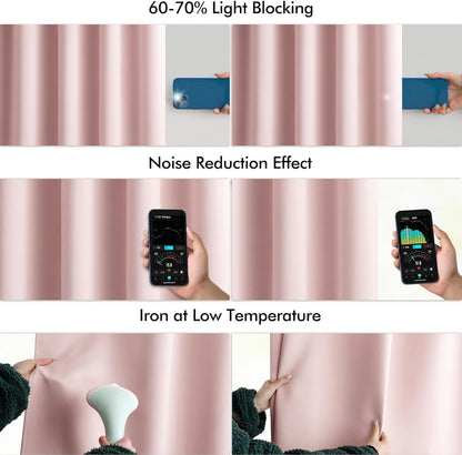 MIULEE Baby Pink Back Tab Blackout Curtains 102 Inch Long 2 Panels Set for Living Room Bedroom, Rod Pocket/Pinch Pleated Thermal Insulated Room Darkening Light Blocking Floor to Ceiling Drapes