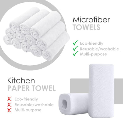 Avalon Towels Microfiber Cleaning Cloths (Value Pack of 36) Size 16" x 16", Highly Absorbent Cleaning Rags, Lint Free Cleaning Towels, Reusable and Washable, Microfiber Towels for Cars (White)