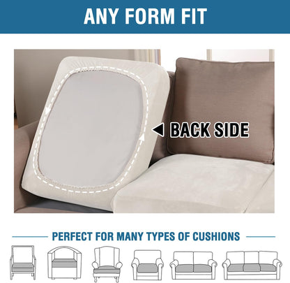 H.VERSAILTEX Velvet Stretch Couch Cushion Cover Plush Cushion Slipcover for Chair Cushion Furniture Protector Seat Cushion Sofa Cover (1 Piece Armchair Cushion Covers, Porcelain)