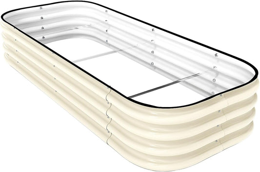 DaisyVibe Raised Garden Bed Kit, Planter Raised Garden Boxes Outdoor, Oval Large Metal Raised Garden Beds for Vegetables Flowers (White, 5ftx2ftx1ft)