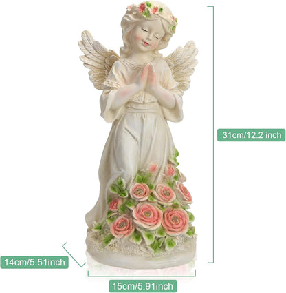 Garden Decor Angel Statue, Outdoor Patio Garden Sculptures & Statues, Solar Yard Decorations Lawn Ornaments Figurines for Outside
