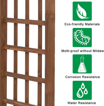 Outvita 7 Ft Wooden Garden Arbor Arch, Fir Wood Arbour Trellis, Pergola Archway for Wedding Ceremony Decoration Pergola Plant Climbing Rose Vines Lawn Courtyard Patio Dark Brown