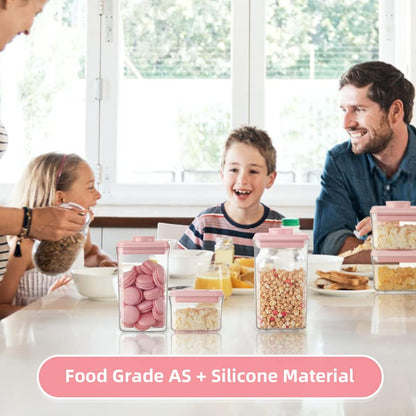 Ankou Airtight Food Storage Container - 7 Pcs One Button Handy Container Stackable Food Containers for Snacks Candy Salt Herbs Spices Coffee Bean Formula Popcorn BPA-Free Tight Seal
