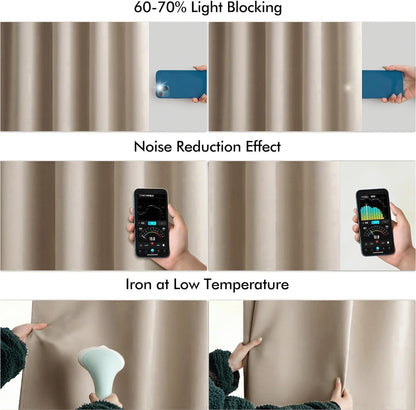 MIULEE Taupe Back Tab Blackout Curtains 102 Inch Long 2 Panels Set for Bedroom, Rod Pocket/Pinch Pleated Thermal Insulated Living Room Darkening Light Blocking Floor to Ceiling Drapes