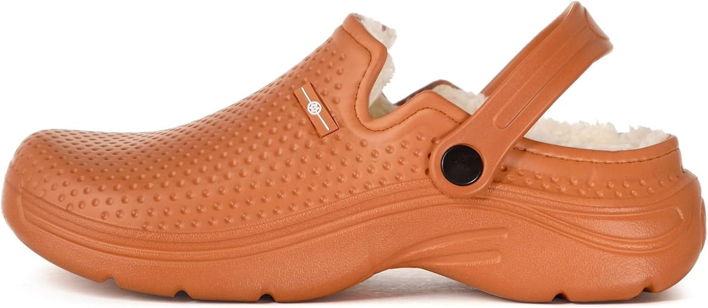 Womens Mens Fur Lined Clogs Waterproof Garden Shoes Winter Warm Fleece Lining Fuzzy House Home Slippers Indoor Outdoor Mules