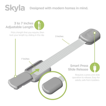 Baby Proofing Child Safety Locks (16 Pack) by Skyla Homes - The Safest, Quickest and Easiest 3M Adhesive Cabinet Latches, No Screws & Magnets, Multi-Purpose for Furniture, Kitchen, Ovens, Toilet Seats