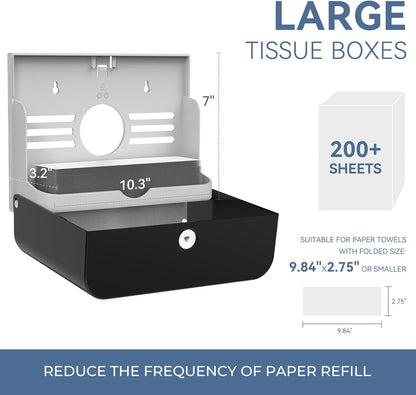 Paper Towel Dispenser Wall Mount, Adhesive No Drilling Multifold Trifold C Fold Commercial Hand Towel Dispenser,Black