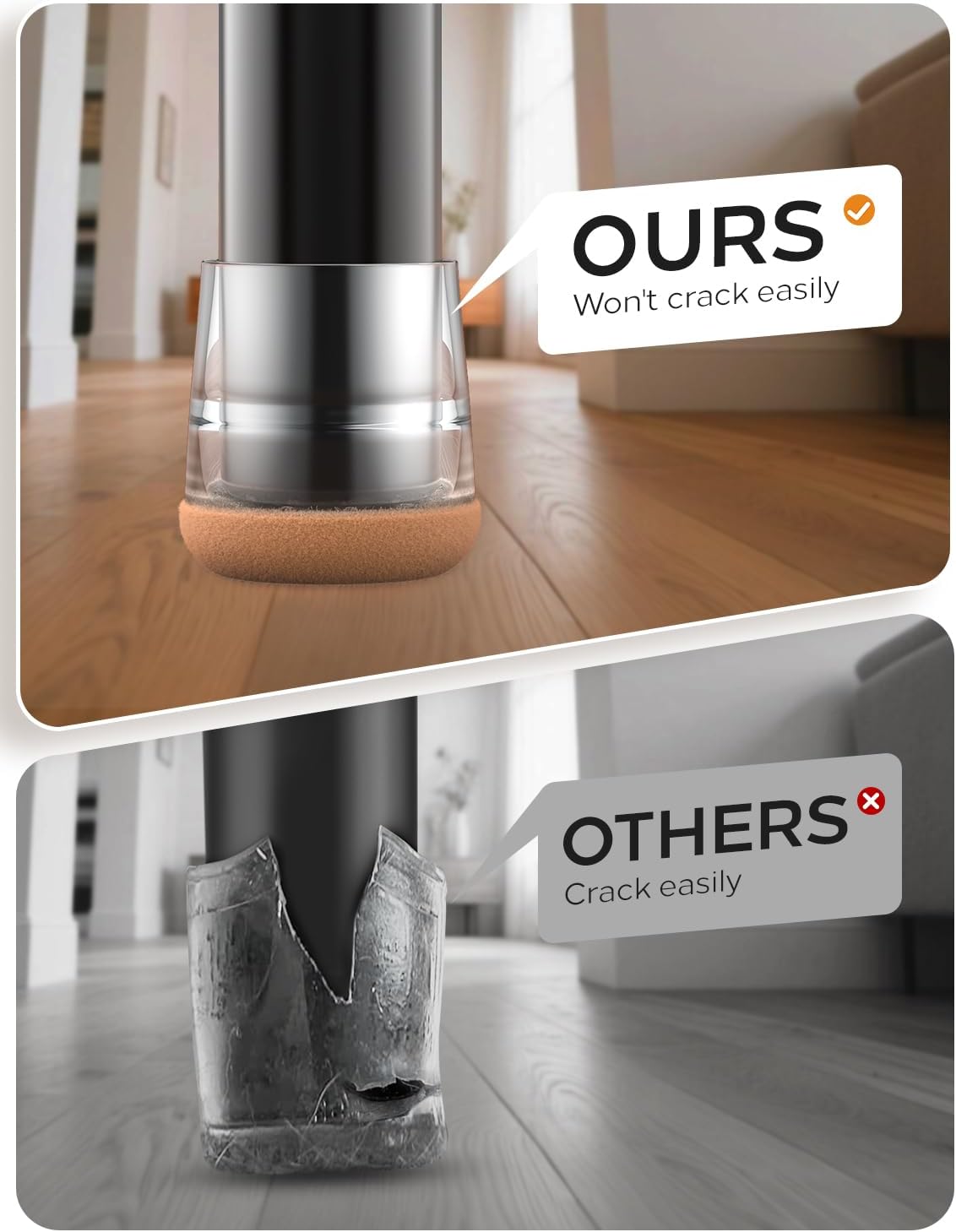 24-Pack Silicone Chair Leg Floor Protectors for Hardwood Floors -Felt Furniture Pads, Rubber Chair Leg Covers/Caps - Noise Reducing & Scratch-Proof - Round Small (Fits 14/16"-15/16" / 21-25mm), Clear