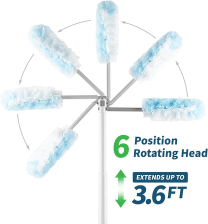 oshang Duster Heavy Duty 3.6 ft Extended Handle Dusting Kit - Multi-Surface Cleaning | Home, Office, Furniture, Ceiling Fan | Powerful Dust Removal | Feather Dusters (1 Duster + 12 Refills)