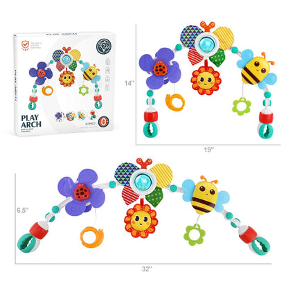 Baby Stroller Arch Toys,Adjustable Crib Mobile for Bassinet with Sensory Play Accessories and Hanging Toys,Baby Travel Car Seat Toys for Toddler Boy Girl 0 3 6 9 12 24 Months