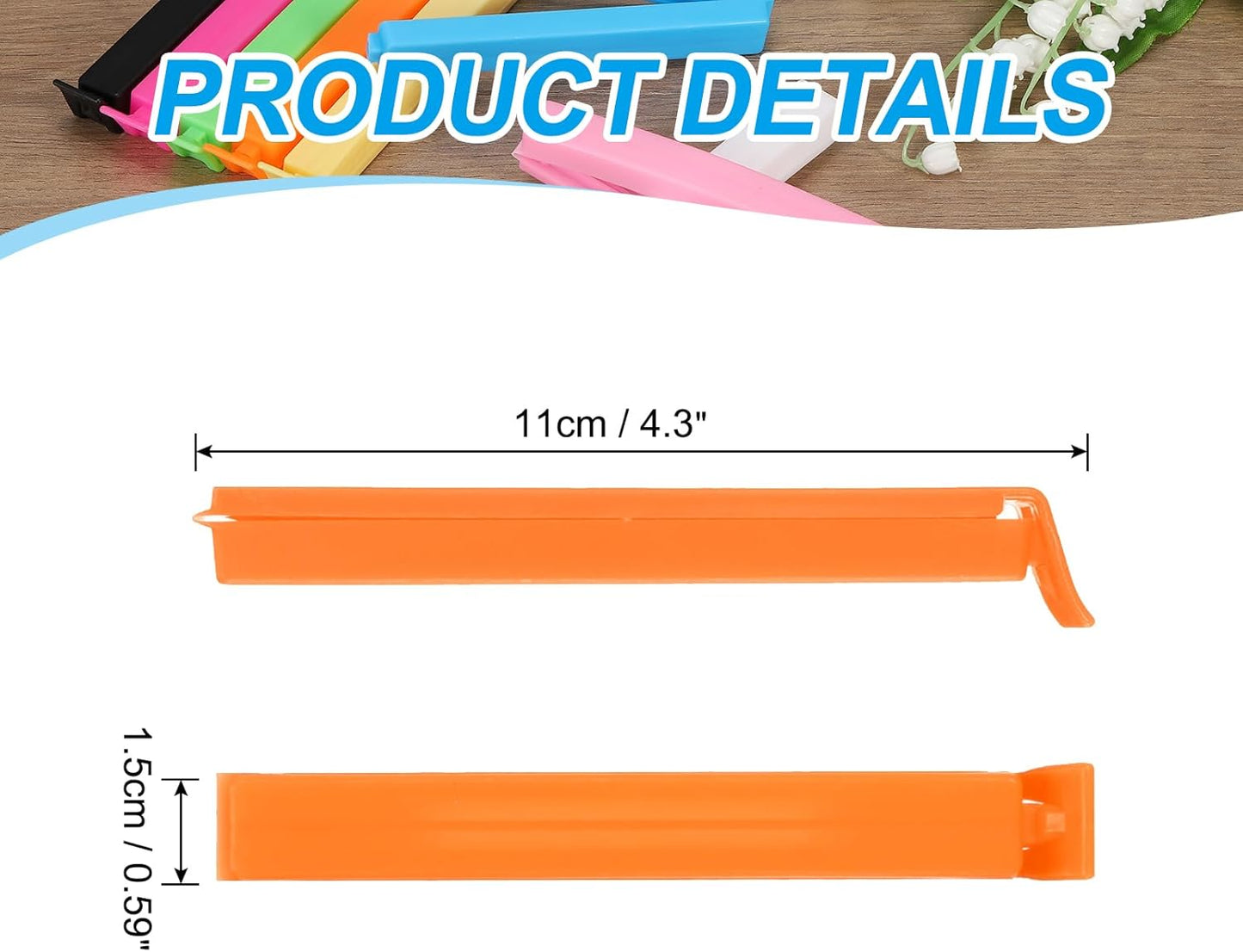 PATIKIL Sealing Clips 4.3 Inch, 10 Pack Reusable Plastic Bag Clip Clamp Sealer for Food Storage Snack Bag Home Kitchen, Orange