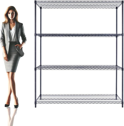 60"x24"x72" Premium Metal Steel 4-Tier Wire Shelving NSF 3200 LBS MAX Capacity Heavy Duty Storage Rack for Hospitals, Schools, Commercial Spaces, and Garages w/Premium Wheels