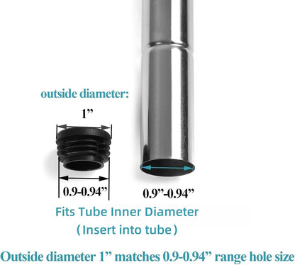 Plastic Plugs Furnigear Tubing End Caps Chair End Caps 1" Outside Bottom Round Tubing Caps Round Furniture Sliders Glides Black (Fit 0.9–0.94" Tube Inner Diameter, 40pack)