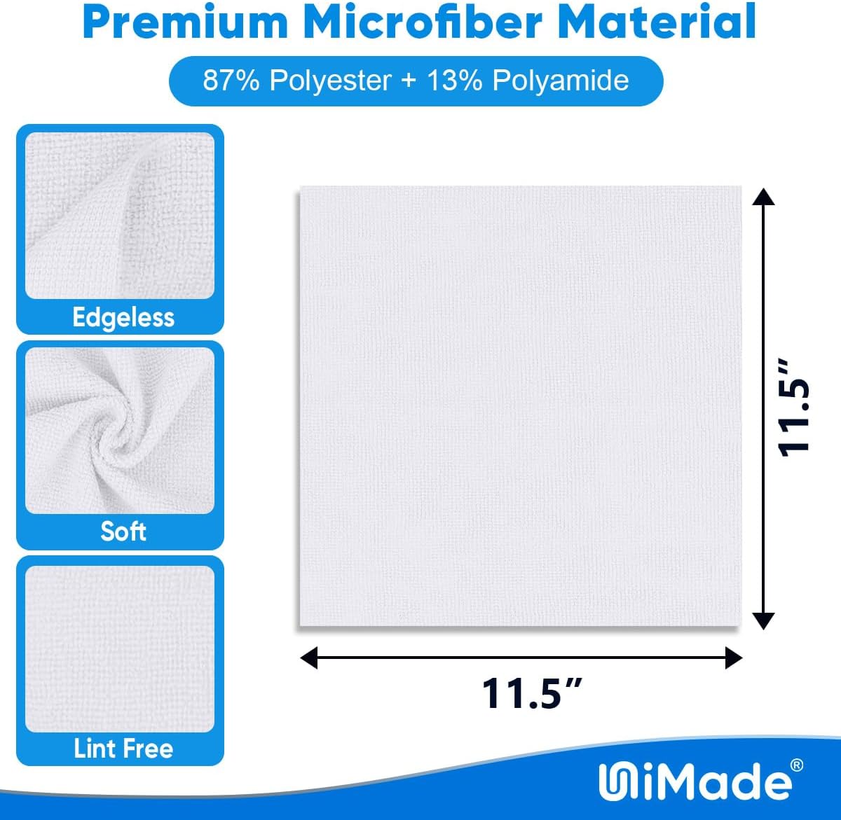 Shop Towel Rags, 50 Pack Reusable Shop Rags Bulk Microfiber Cleaning Cloth Lint Free Cleaning Towels for Car Kitchen Automotive Bar Mechanic Restaurant Garage, 11.5"x 11.5", White