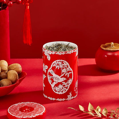 Porlien Bird Porcelain 15-ounce Canisters Set of 2, Food Storage Containers with Lid for Coffee Beans, Tea, Condiments & Nuts, Gifts for Mothers'Day