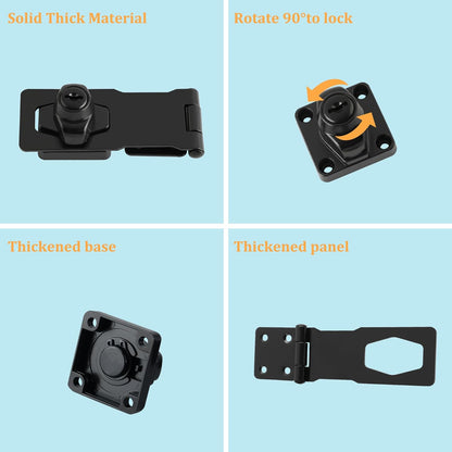 Alise Keyed Hasp Lock,4 Inch Safety Packlock Clasp Hasps Latch,Black Door Hinge Lock with Keys Keyed Locking Hasps for Cabinet,Closet,Drawer, Barn,Fence,Garage Doors