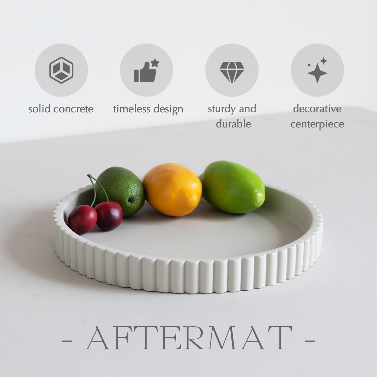 Decorative Tray for Coffee Table, Living Room, Side Table, 2 Packs 11" Gray Round Concrete Home Decor Serving Trays for Accent Table, Console Table