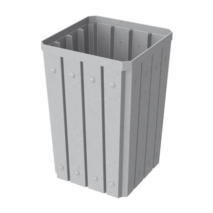32 Gallon Square Slatted 100% Recycled Plastic Heavy-Duty Commercial Outdoor and Indoor Trash Can with Push Top Lid | Great for Schools and Businesses - Light Granite