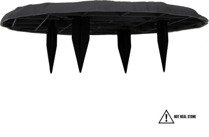 Ei Circular 15.5” Stepping Stones with Ground Stakes - Home or Garden Step Stones for Outdoor Walkway or Pathway Pavers - Resin Material (8, Slate Grey)