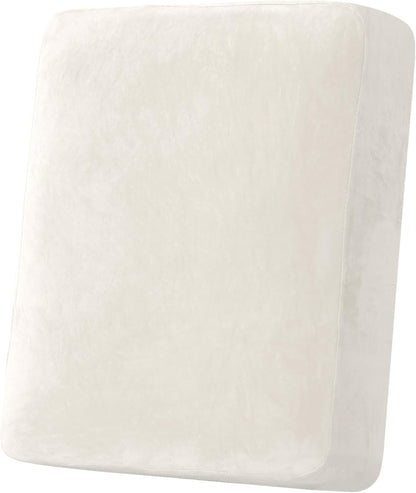 H.VERSAILTEX Velvet Stretch Couch Cushion Cover Plush Cushion Slipcover for Chair Cushion Furniture Protector Seat Cushion Sofa Cover (1 Piece Armchair Cushion Covers, Porcelain)