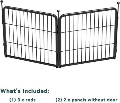 FXW Garden Fence Outdoor for The Yard – 24in(H) x 3.7ft(L) Heavy Duty Metal Animal Barrier for Dog and Rabbit, Decorative Dog Fence, 2 Panels, Black