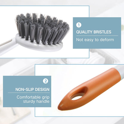 Patelai 12 Pack Kitchen Scrub Dish Brush with Long Handle Dish Scrubber with Stiff Bristles Scrub Brushes for Kitchen Dishes Washing Tools, Pots, Pans and Sink Cleaning (Multicolor)