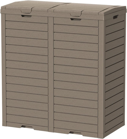 62-Gallon Outdoor Trash Can with lid, Waterproof, UV-Resistant Resin Garbage Can, Lockable Lid and Drip Tray, Animal-Proof, for Patio, Kitchen, Backyard and Deck