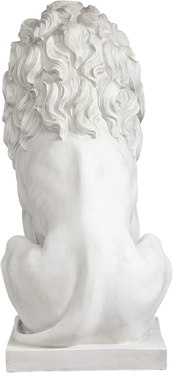 Design Toscano Lion of Florence Sentinel Indoor/Outdoor Animal Statue, 28 Inch Tall, Cast Stone Resin, Antique Stone Finish