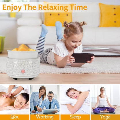 kobodon Ceramic Wax Melt Warmer - 3-in-1Electric Wax Warmer-Fragrance Candle Burner for Scented Wax Tarts and Essential Oils - Wax Melts as Gifts for Moms Grandma Women Girls（White-Gray）