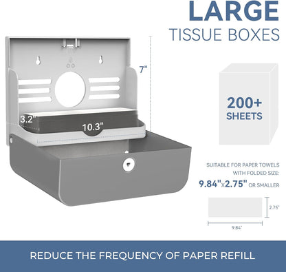 Paper Towel Dispenser Wall Mount, Adhesive No Drilling Multifold Trifold C Fold Commercial Hand Towel Dispenser,Silver