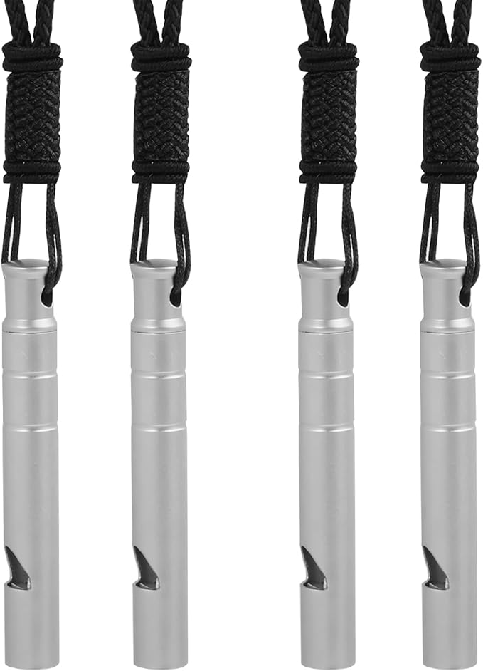 Titanium Emergency Whistle, 120DB Survival Safety Whistles with Black Lanyard, Outdoor Small Lifesaving Loud Whistle for Coaches Sports Boating Dog Training Hiking Camping