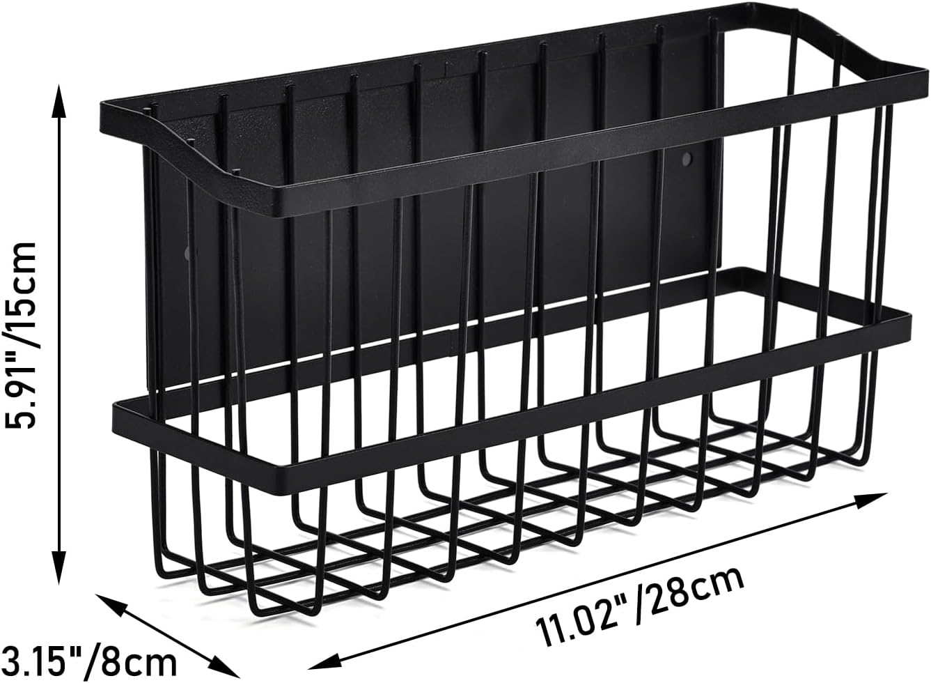 Magnetic Storage Basket, Black Magnetic Towel Basket with Strong Magnet for Kitchen Laundry Room Office School Organization and Home Dryer Ball Storage, 11.02"x3.15"x5.91"