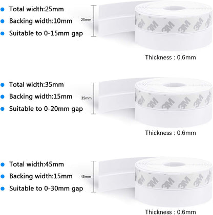 TAROSE Weather Stripping, 33 Feet Silicone Door Seal, White, 35MM