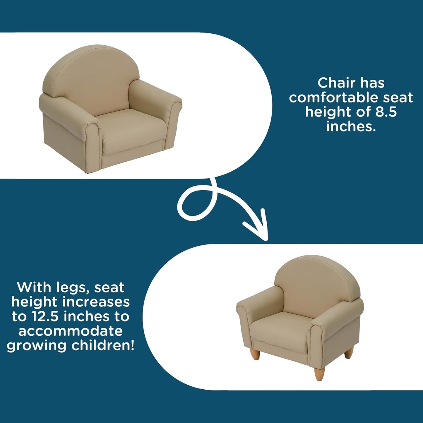 Children's Factory As We Grow Toddler Chair, Flexible Seating for Daycare or Preschool, Kids Reading Couch, Playroom Furniture, Buff