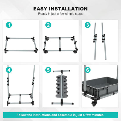 Rolling Cleaning Cart with Mop & Broom Organizer,Movable Floor-Mounted Mop Rack Floor Standing Cleaning Tool Cart with Wheels for Housekeeping, Garage &Garden