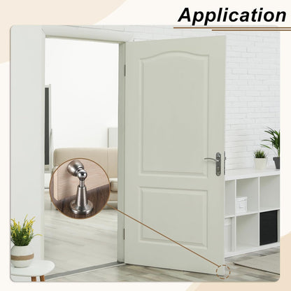 uxcell 2Pcs Magnetic Door Stopper, 304 Stainless Steel Magnetic Door Stop Catch, Soft-Catch Brushed Nickel Hold Door Open Wall Mount for Bottom of Door, Silver