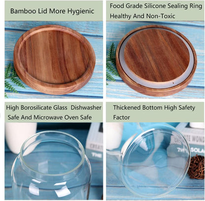 1 Gallon Glass Jar with Airtight Lid and Anti-Skid Bottom for Dry Food Storage