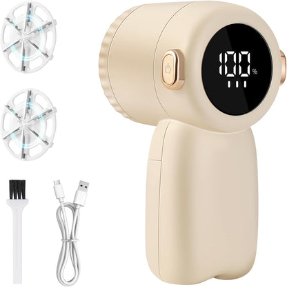 Rechargeable Fabric Shaver,Electric Lint Remover with Digital Display,3-Speeds Sweater Shaver for Clothes and Furniture (Beige)
