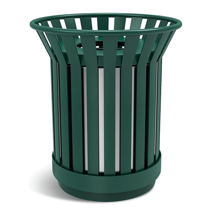 27.6IN Round Large Outdoor Trash Can, Heavy Duty Metal Slatted Garbage Can Outdoor, All Weather Resistant Commercial Garbage Cans, Waste Receptacle in Park, School, Beach, Patio, Green