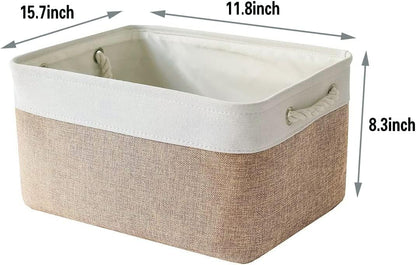 Storage Basket Fabric Sturdy Canvas Storage Bins Organizer with Handles for Clothes and Storage Foldable Storage Boxes Cubes
