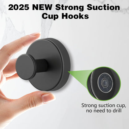 Suction Cup Hooks for Wreaths on Glass, No-Drill Suction Cup Hooks, Wreath Hangers for Front Doors, Metal Towel Hooks for Showers Bathrooms Mirrors (2Pcs Silver)