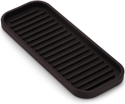 Zulay Kitchen (9x3.5 Silicone Sponge Holder for Kitchen Sink - Flexible Multipurpose Soap Tray Sponge Holder - Sink Organizer Tray for, Bathroom, Makeup, Trinkets & More (Chocolate)