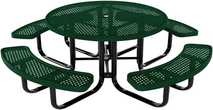 Coated Outdoor Furniture Heavy-Duty Portable Outdoor Kids Table with Umbrella Hole, Punched Steel Kids Picnic Table, Commercial-Grade, Made in America (46 In, Round, Childrens, Green)